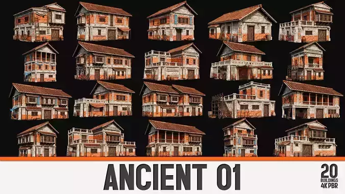ANCIENT 01 with INTERIORS 4K Low-poly 3D model