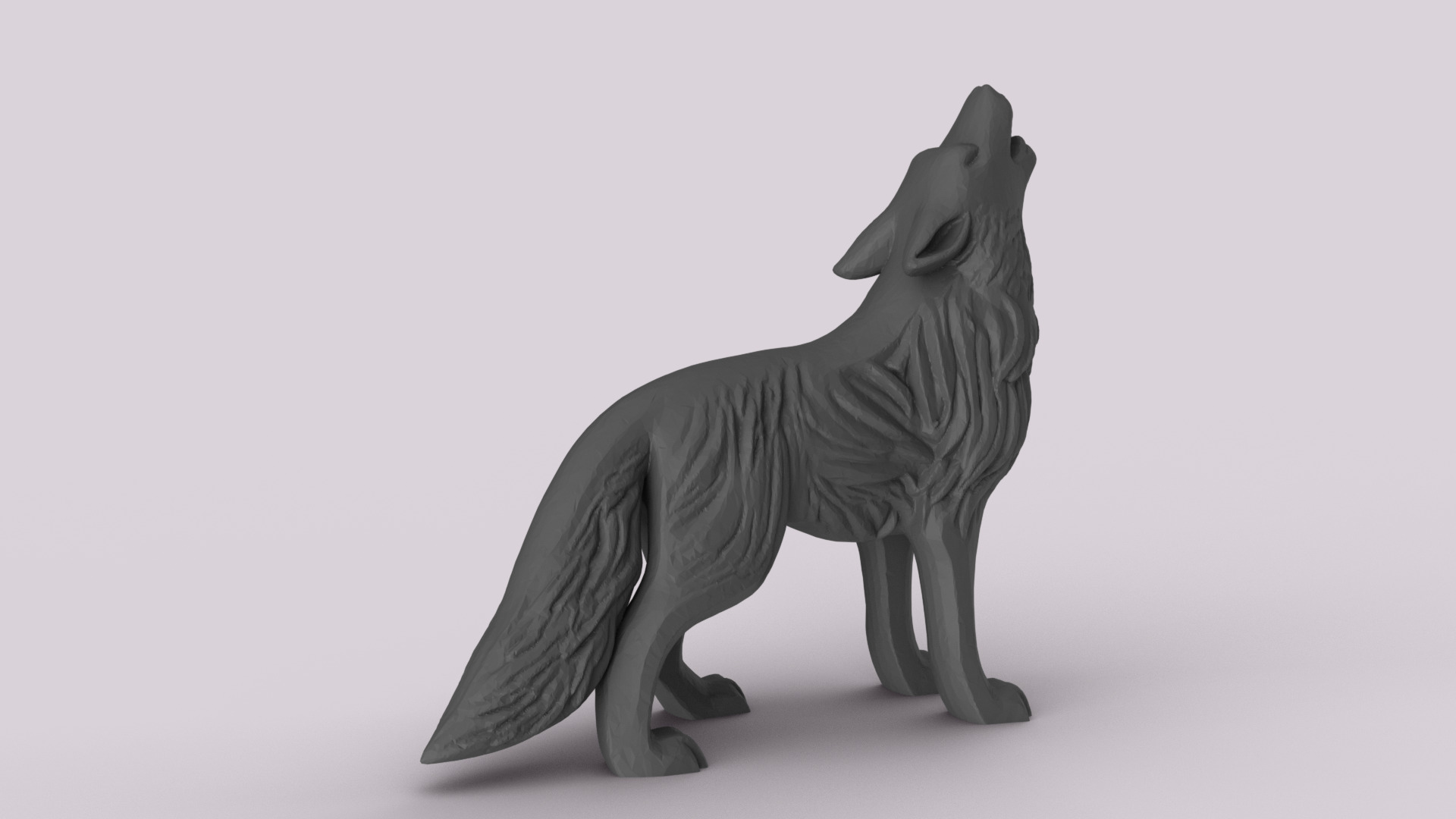 Howling Wolf 3D print model_4