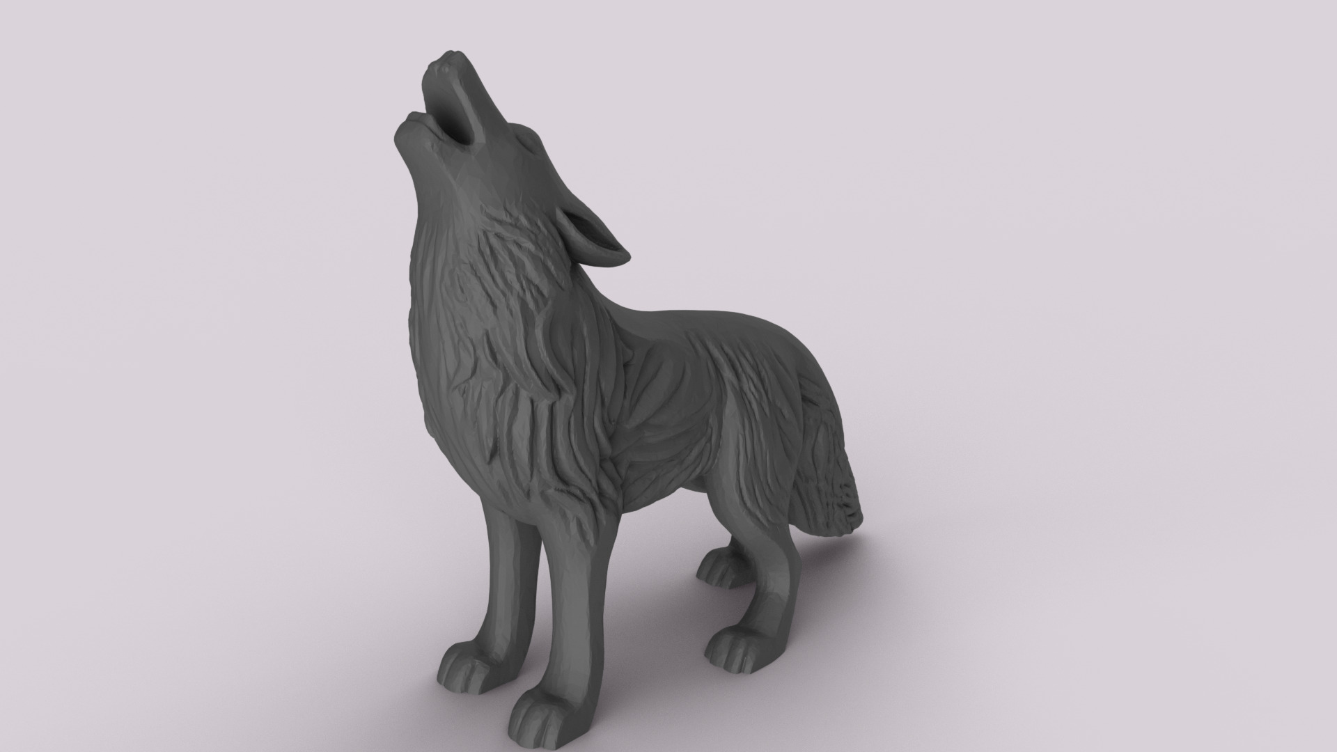 Howling Wolf 3D print model_2