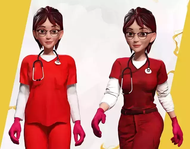 Toon Medical Professional Doctor Model with 2 Outfit Variants 3D Model Collection