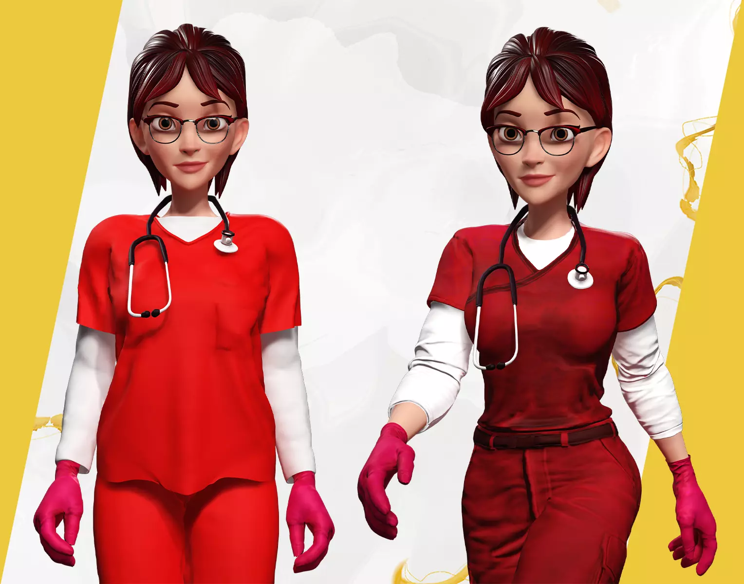 Toon Medical Professional Doctor Model with 2 Outfit Variants 3D Model Collection_0