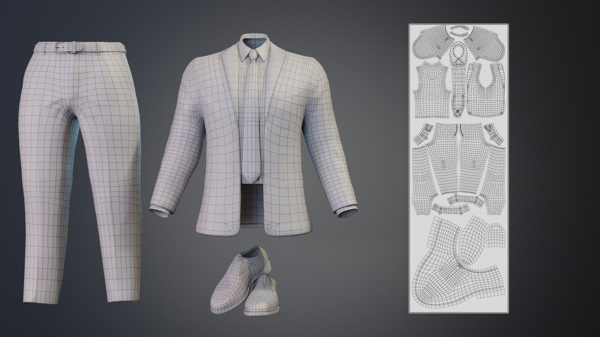 Men Formal Suit -  Animation and Game-Ready Low-poly 3D model_16