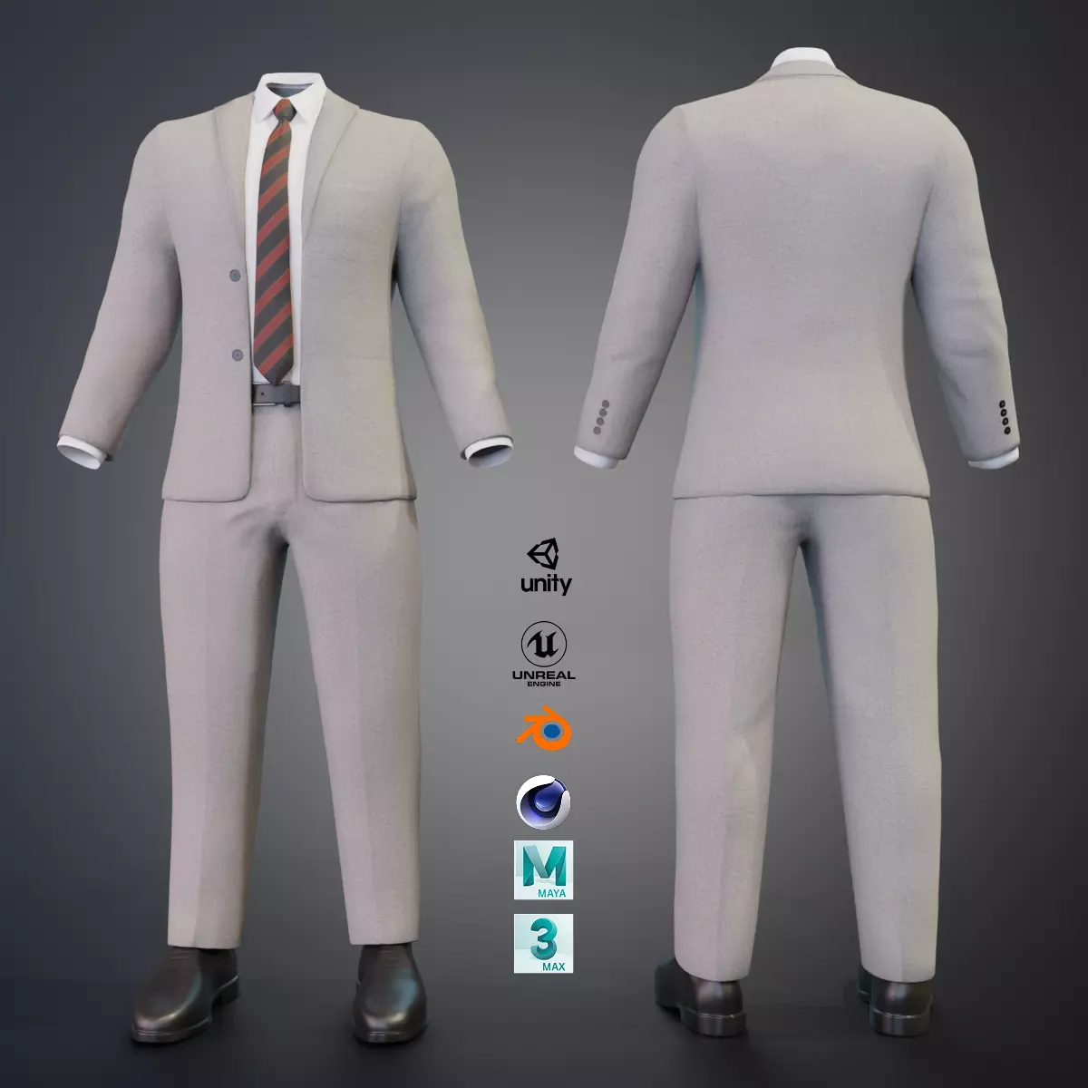 Men Formal Suit -  Animation and Game-Ready Low-poly 3D model_0