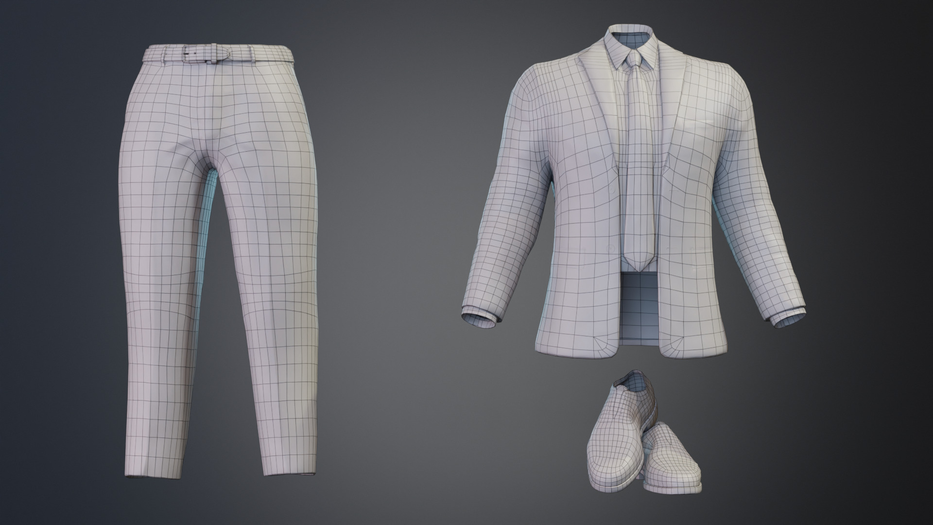 Men Formal Suit -  Animation and Game-Ready Low-poly 3D model_15