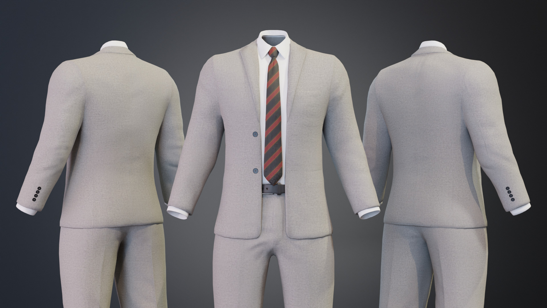 Men Formal Suit -  Animation and Game-Ready Low-poly 3D model_3