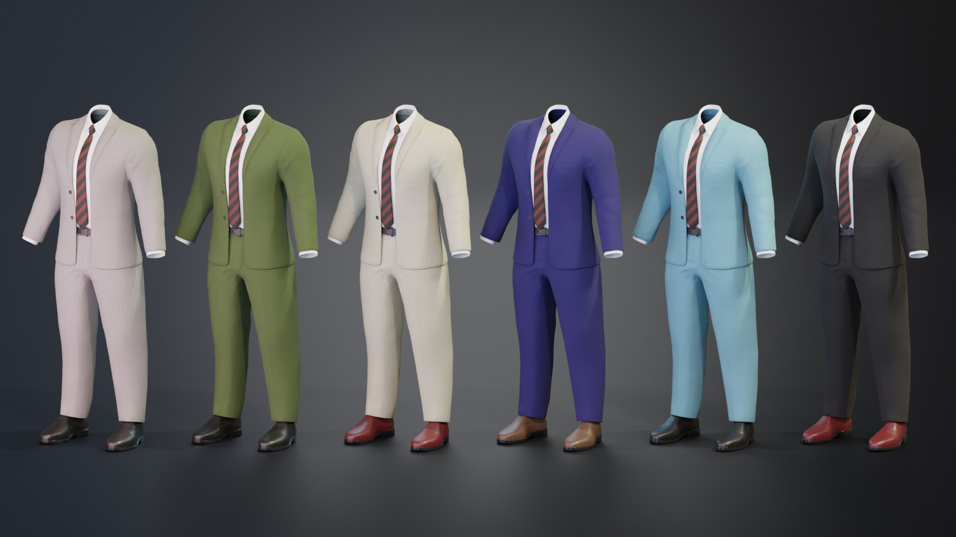 Men Formal Suit -  Animation and Game-Ready Low-poly 3D model_7