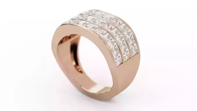 Princess Cut Channel Engagement  Diamond Ring