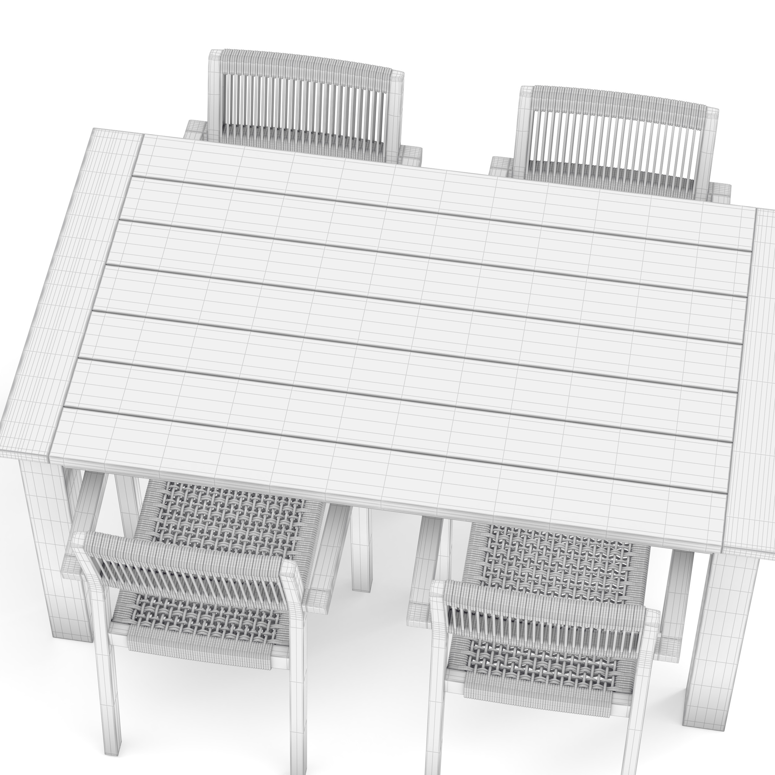 Dining table with 4 seater 3D model_6