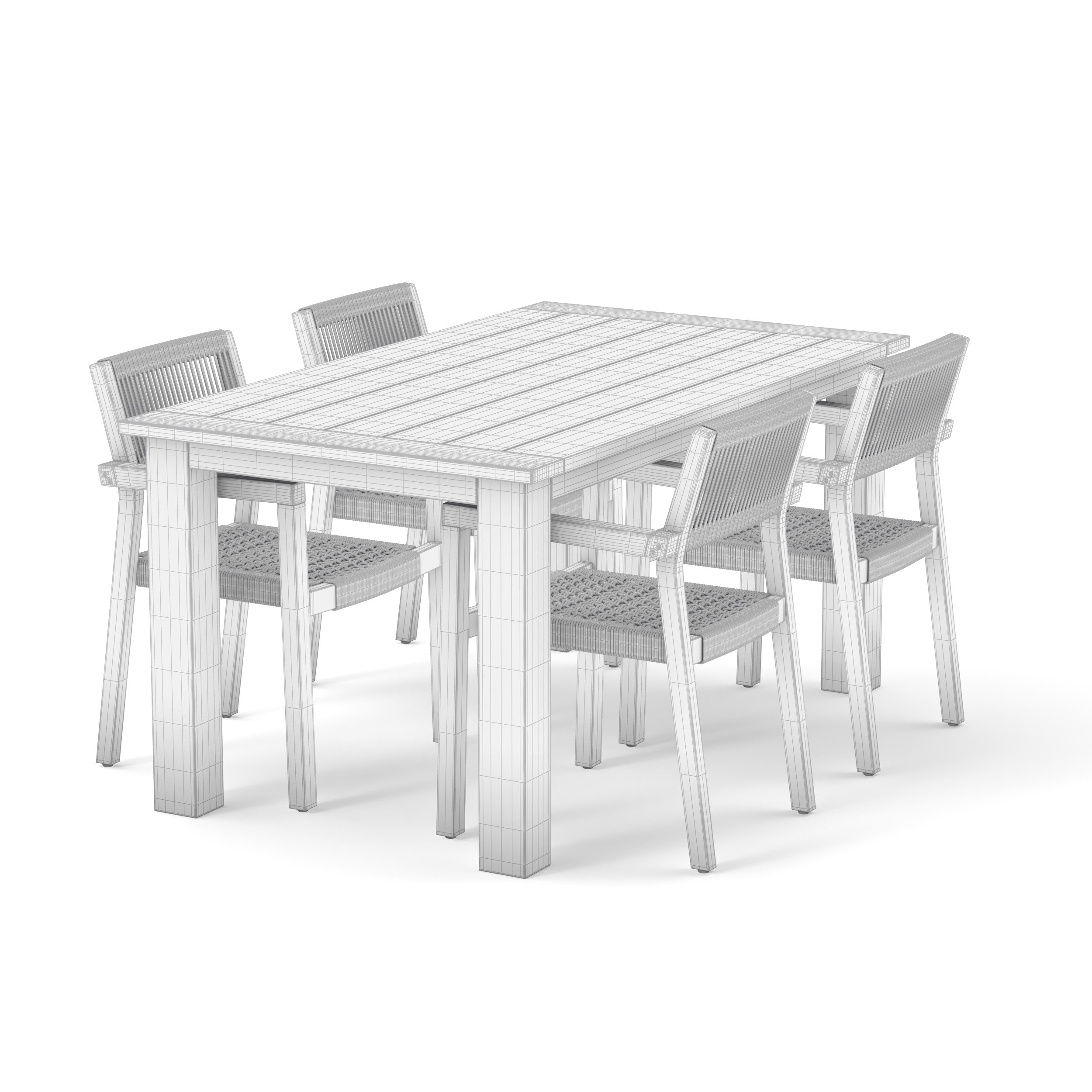 Dining table with 4 seater 3D model_7
