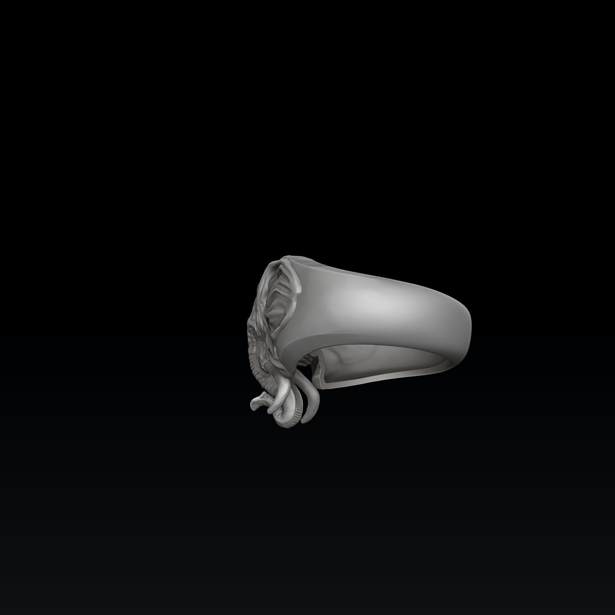 Elephant Head Ring 3D print model_4