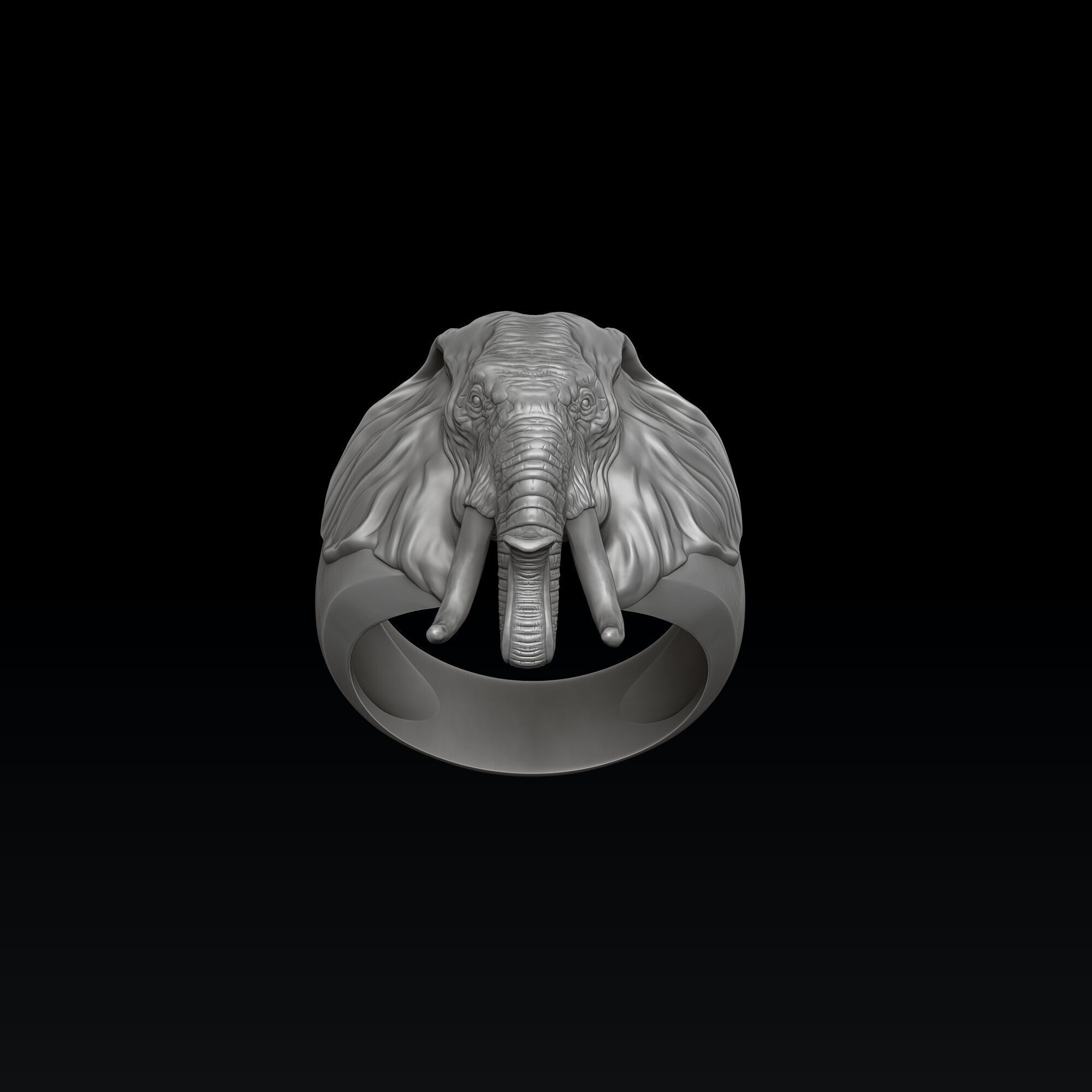 Elephant Head Ring 3D print model_5