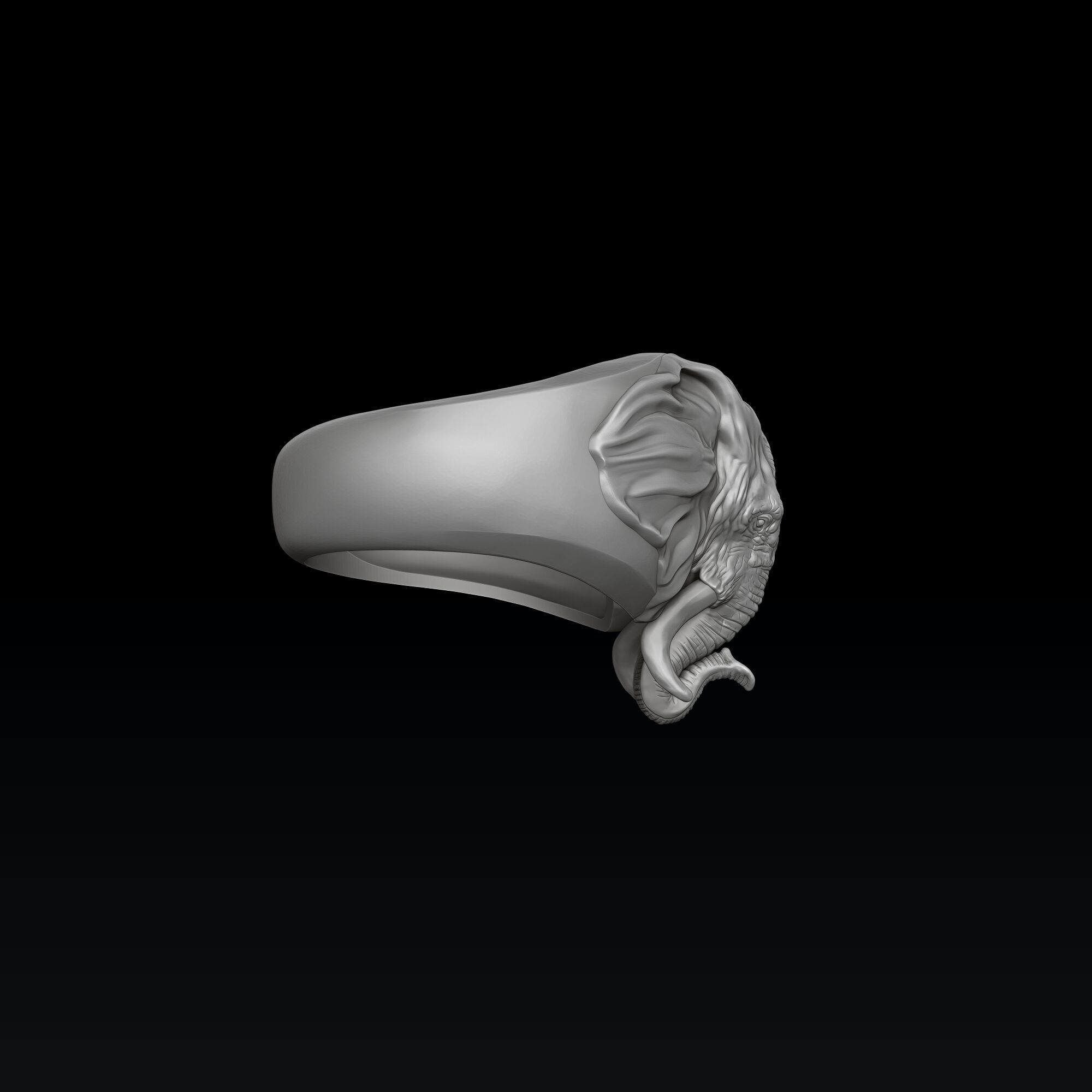 Elephant Head Ring 3D print model_3