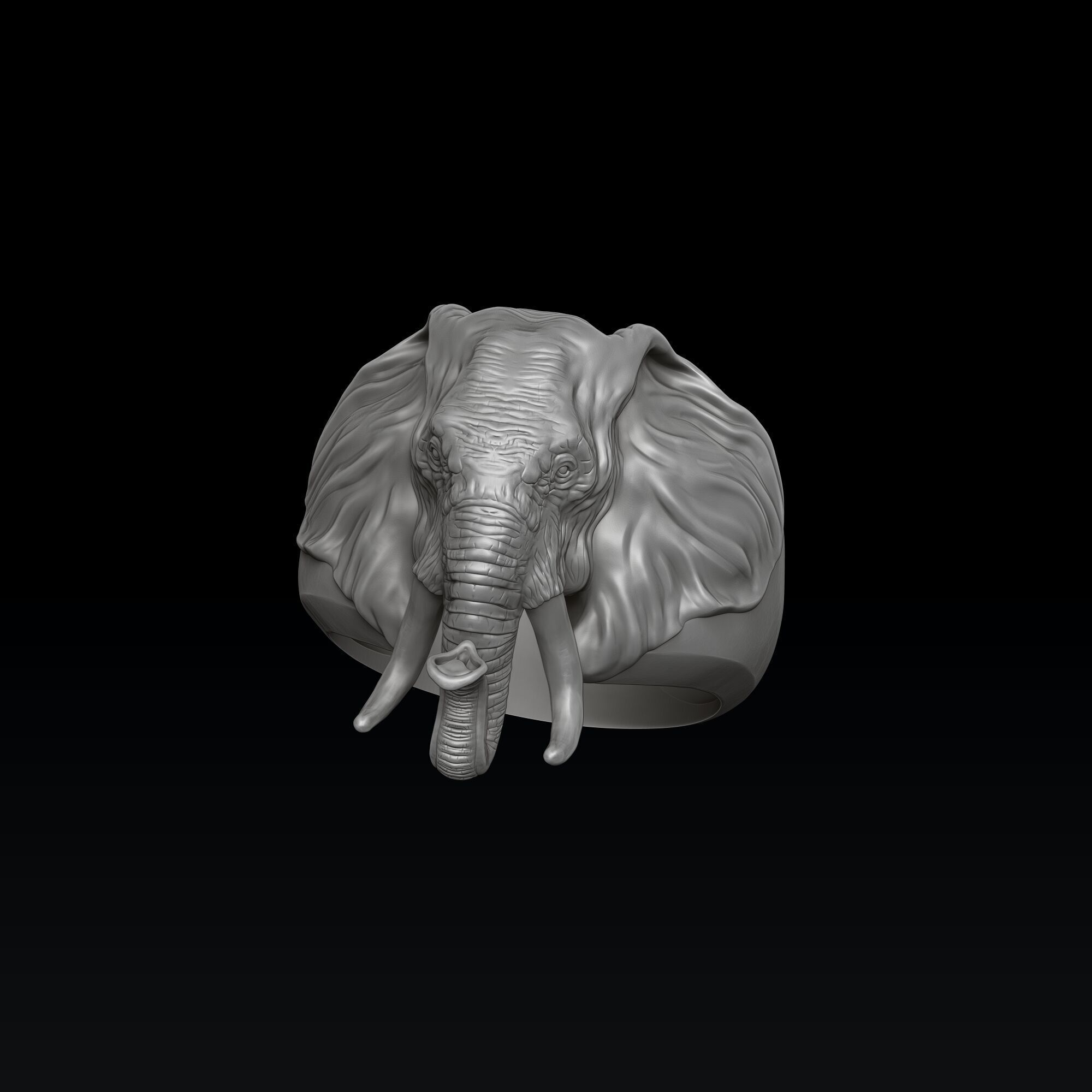 Elephant Head Ring 3D print model_1