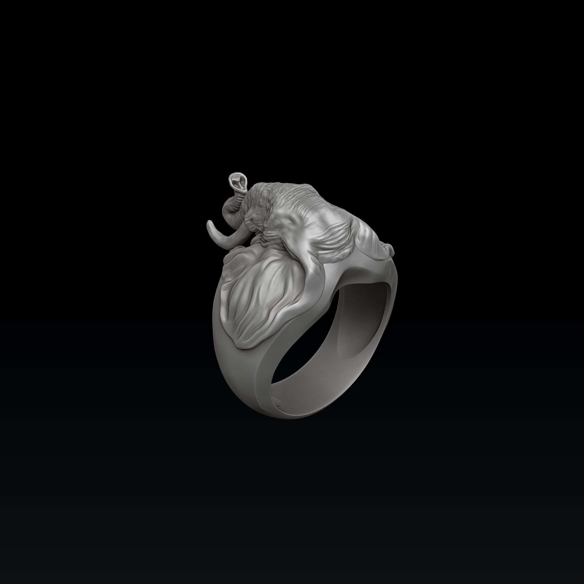 Elephant Head Ring 3D print model_2