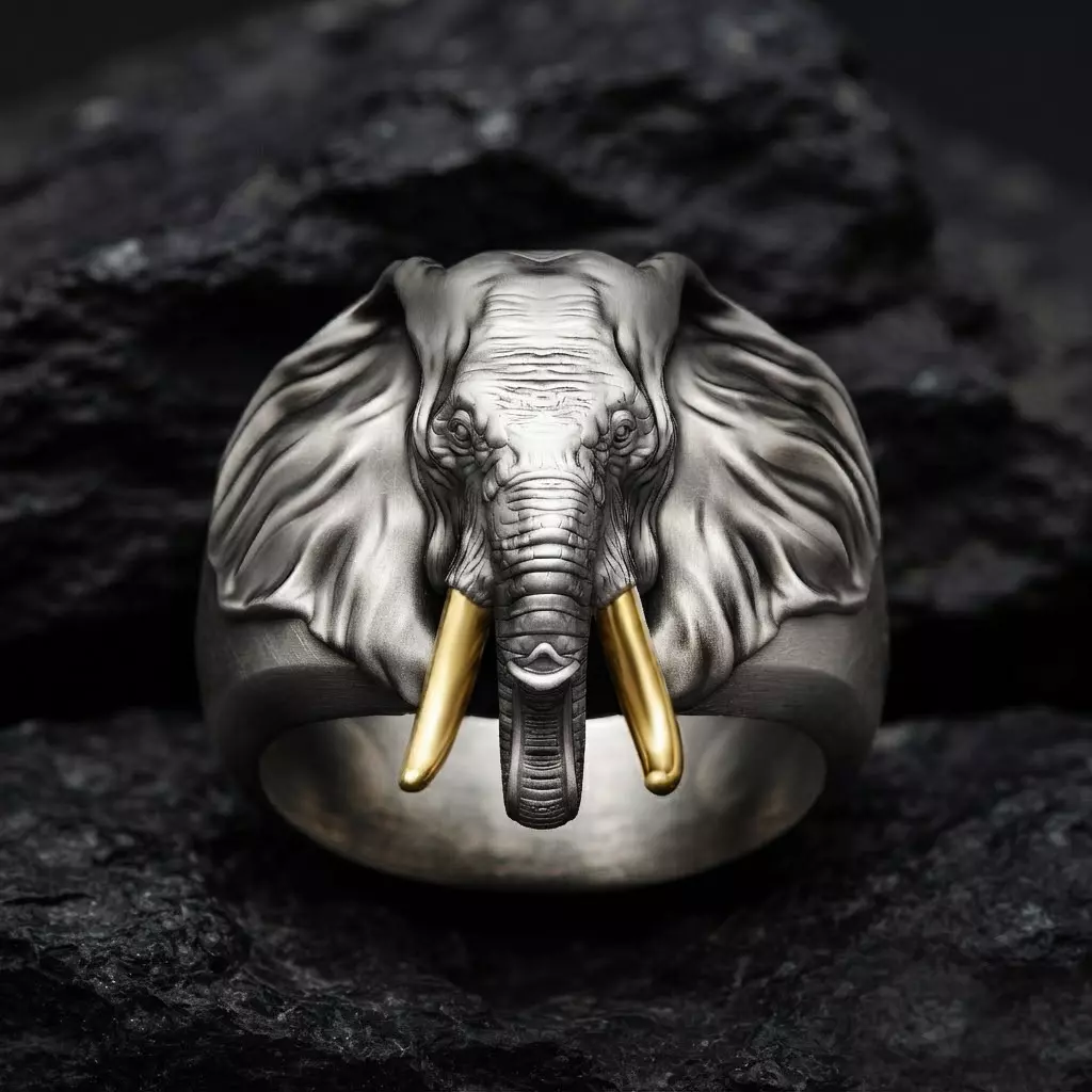 Elephant Head Ring 3D print model