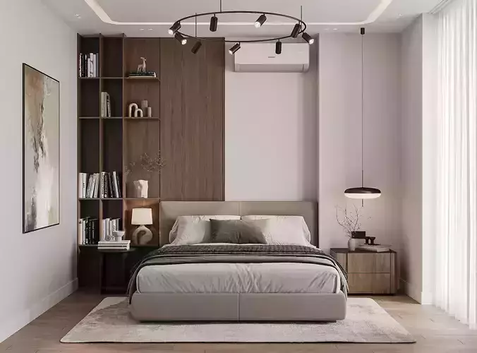 Modern bedroom scene  3D model