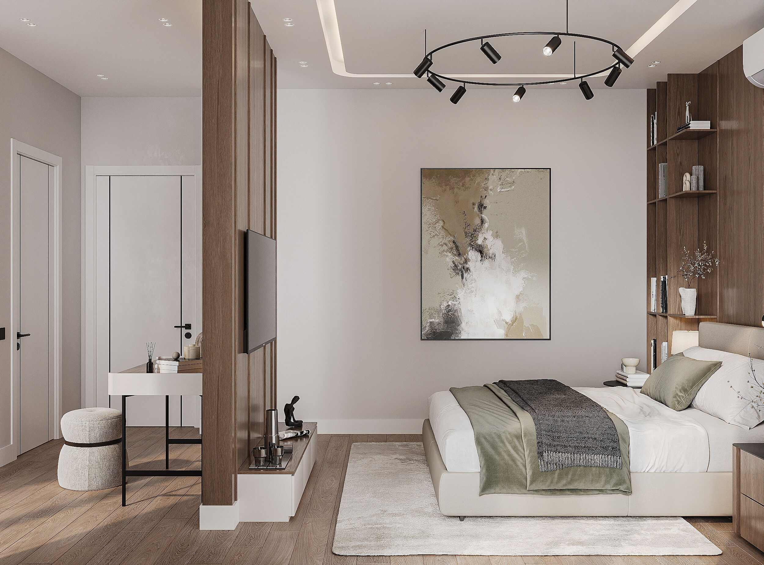 Modern bedroom scene  3D model_7