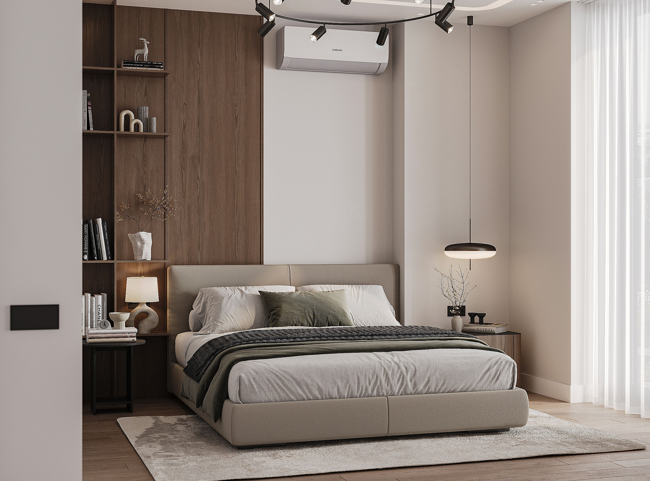 Modern bedroom scene  3D model_1