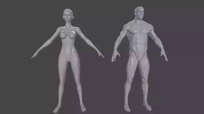 Male and Female Base Body Low-poly 3D model