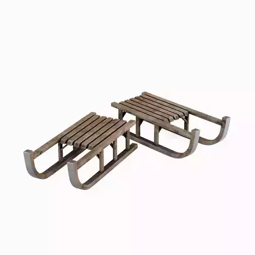 Wooden Snow Sledge 03 Low-poly 3D model