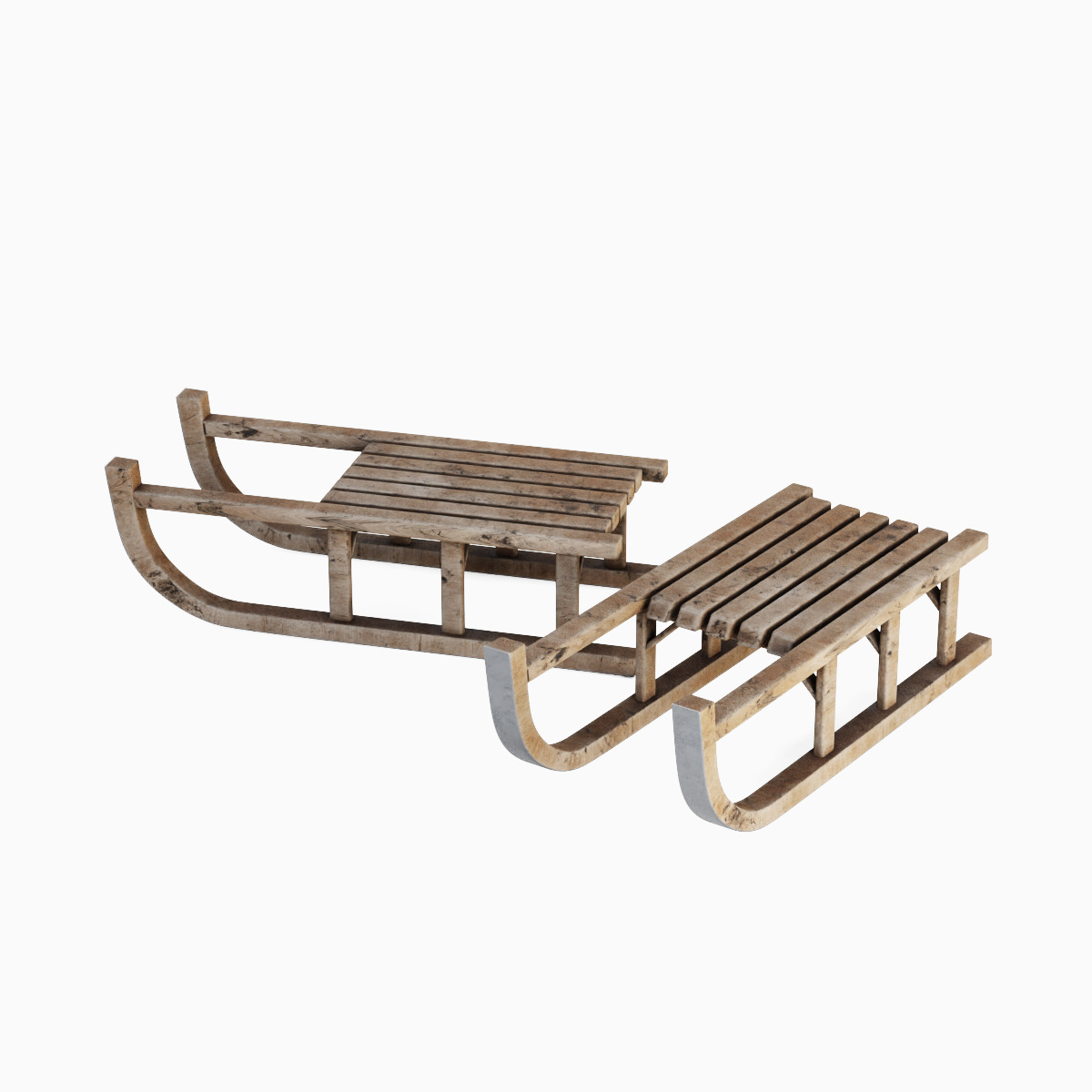 Wooden Snow Sledge 03 Low-poly 3D model_5