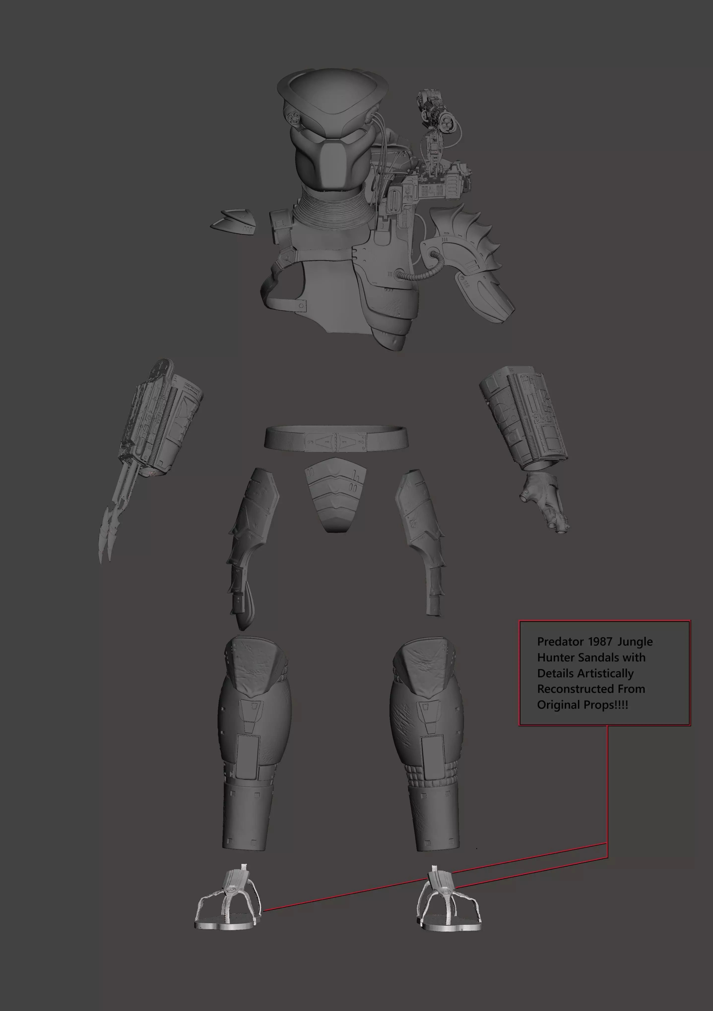 Predator 1987 Jungle Hunter - Reconstructed - Shoes - Sandals   3D print model_0