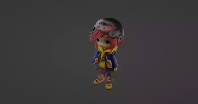  Adventurous Cyberpunk Girl  Stylized 3D Character Model  
