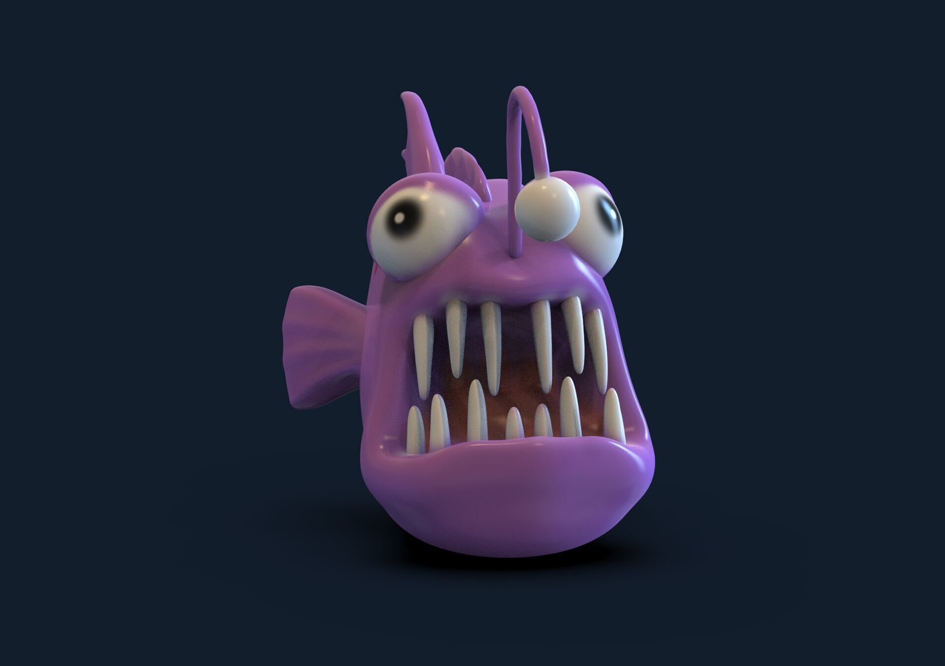 Evil Fish Toon Low-poly 3D model_1