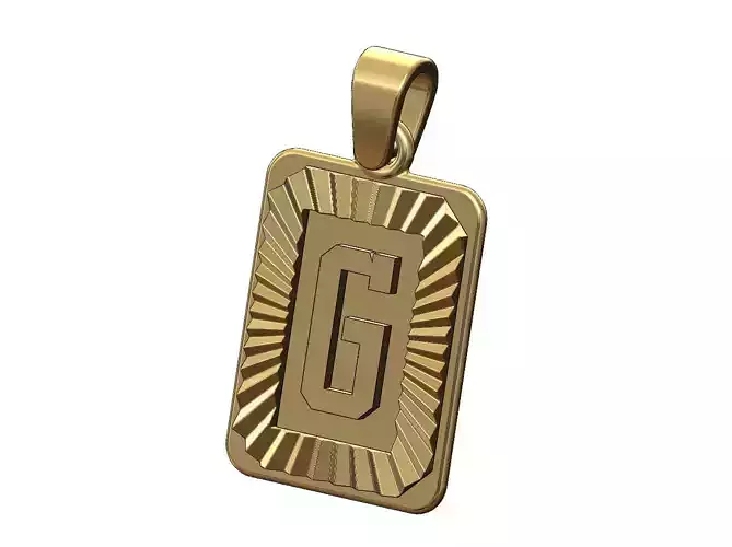 G letter initial NBA font faceted sunrays pendant charm