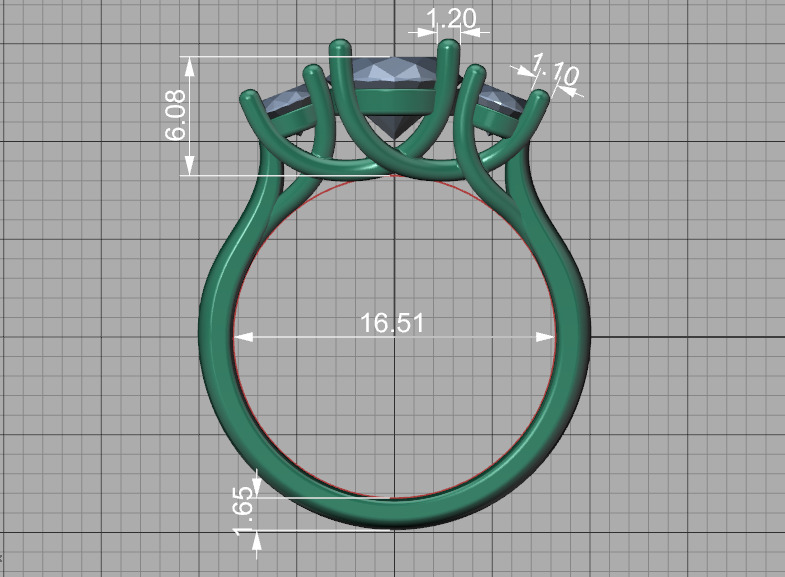 3 Stone Engagement Trellis Ring 9x7 Oval stone 6x4 side gems 3D print model_40