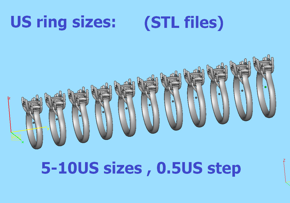 3 Stone Engagement Trellis Ring 9x7 Oval stone 6x4 side gems 3D print model_10