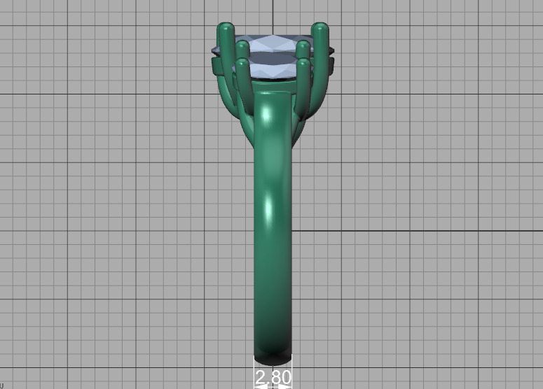 3 Stone Engagement Trellis Ring 9x7 Oval stone 6x4 side gems 3D print model_46