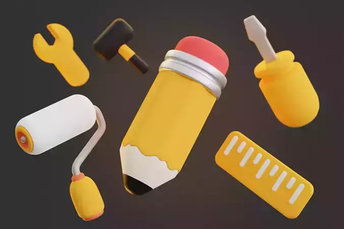 Low Poly Tools Icon Pack 3D model