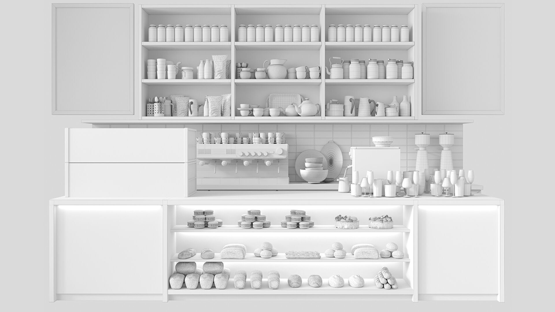 Design of a coffee shop in a shopping mall 3D model_1