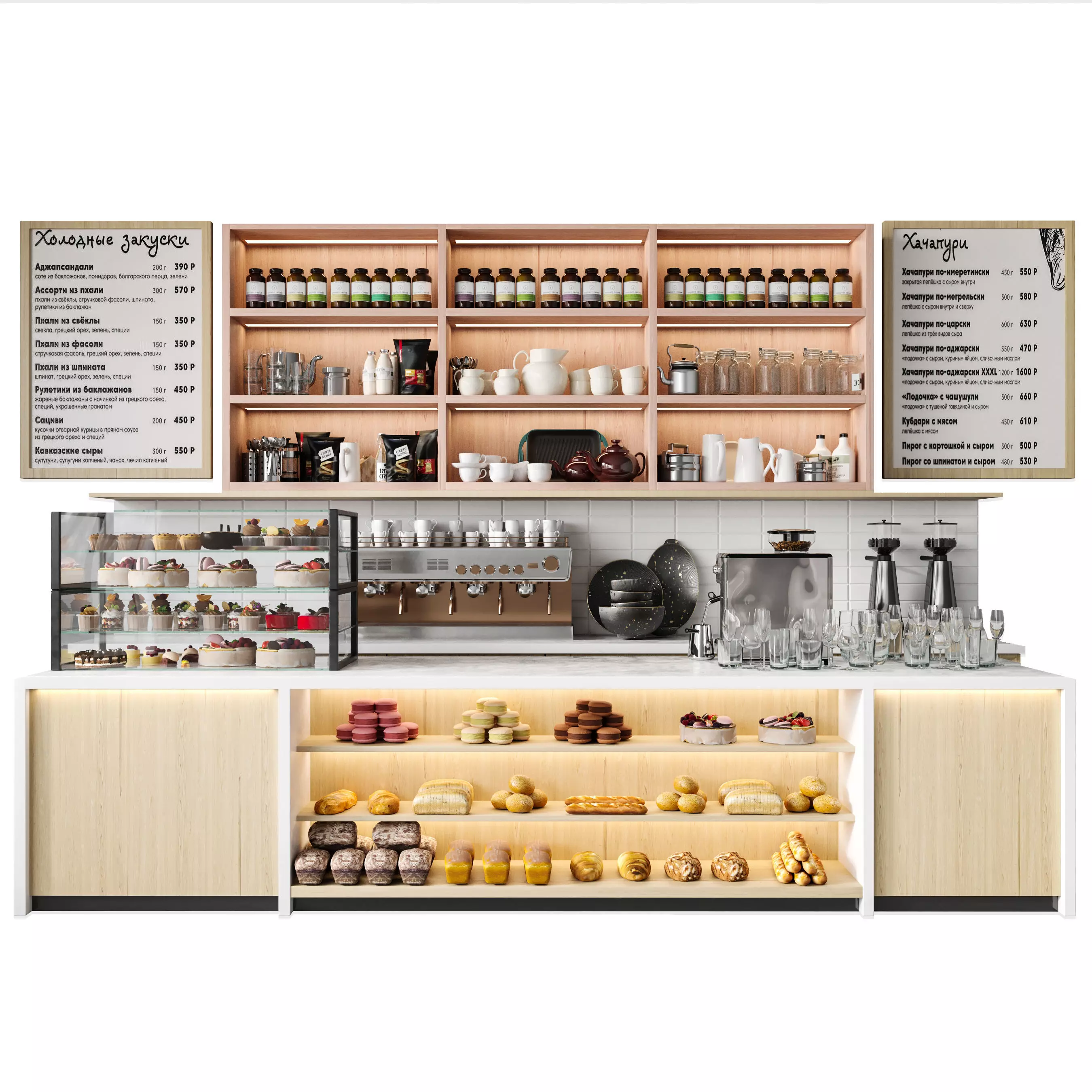 Design of a coffee shop in a shopping mall 3D model_0