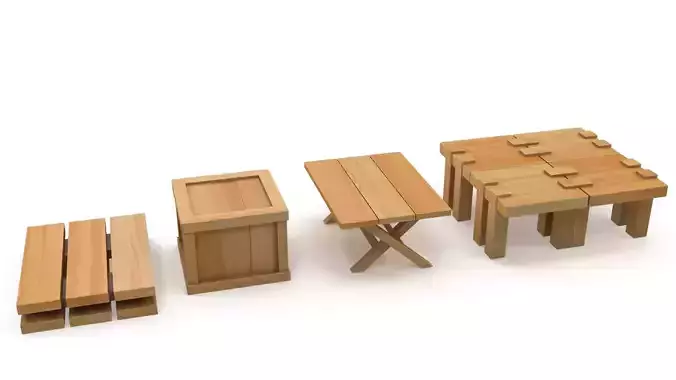 Cartoon tables pallet and box