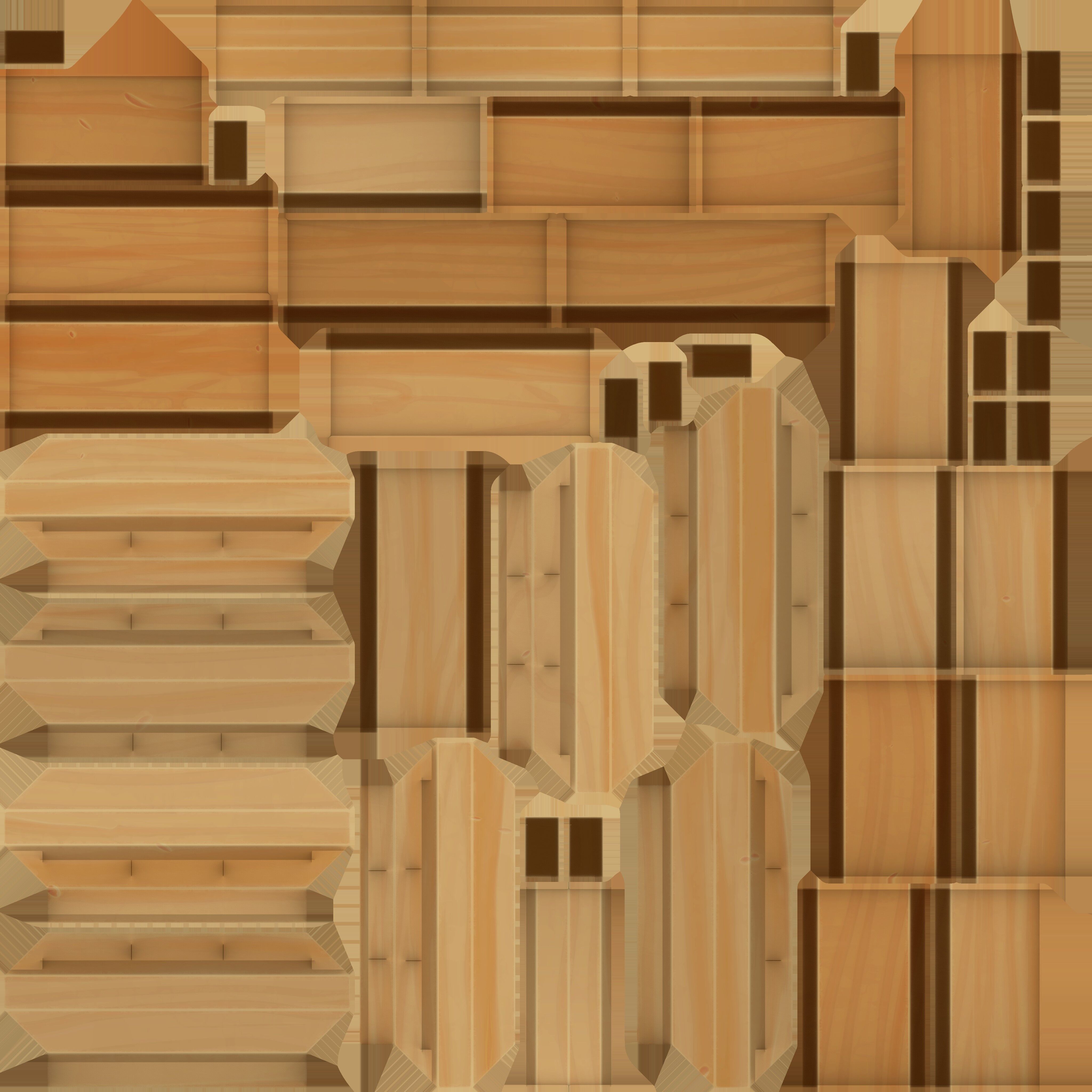 Cartoon tables pallet and box 3D model_7