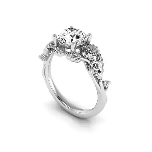 Floral Engagement Wedding Ring for Women 2 3D print model