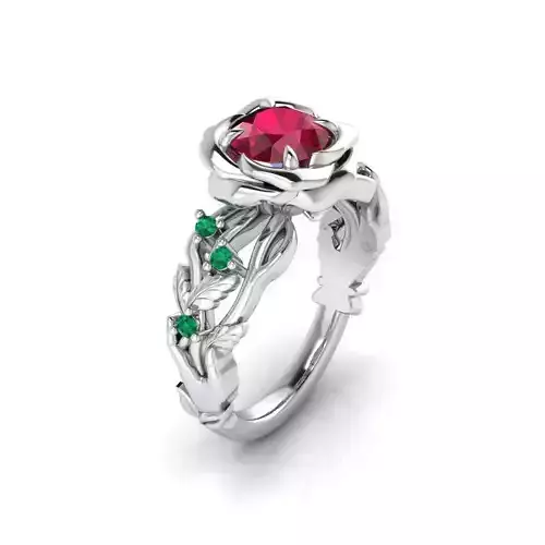  Floral Engagement Wedding Ring for Women 4 3D print model