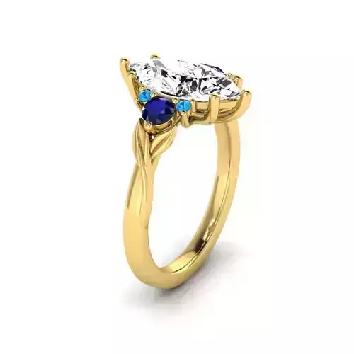 Floral Engagement Wedding Ring for Women 6 3D print model
