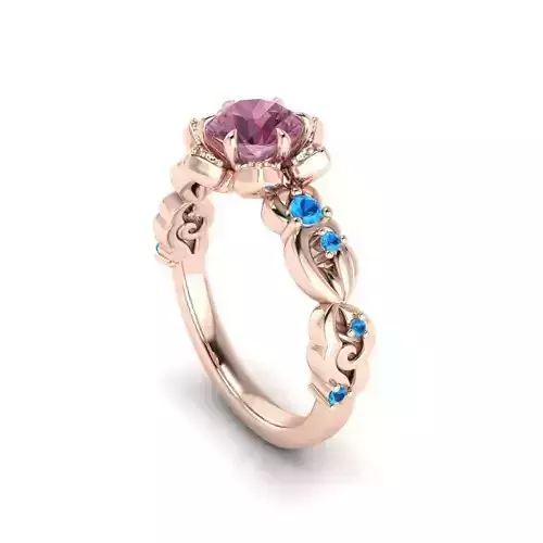 Floral Engagement Wedding Ring for Women 7 3D print model