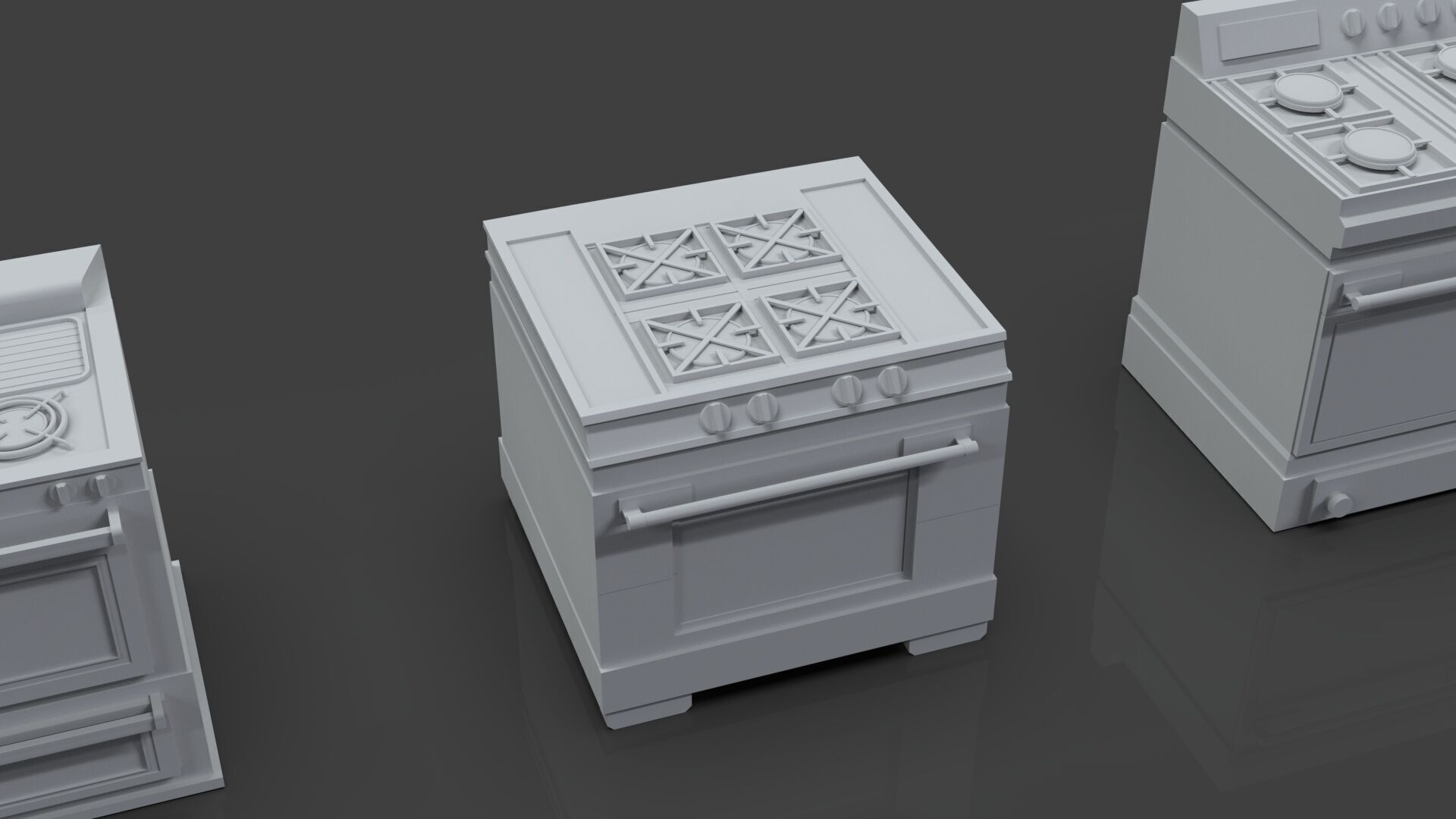 Low Poly 30 Gas Stoves Pack - Game Ready - Untextured Low-poly 3D model_60