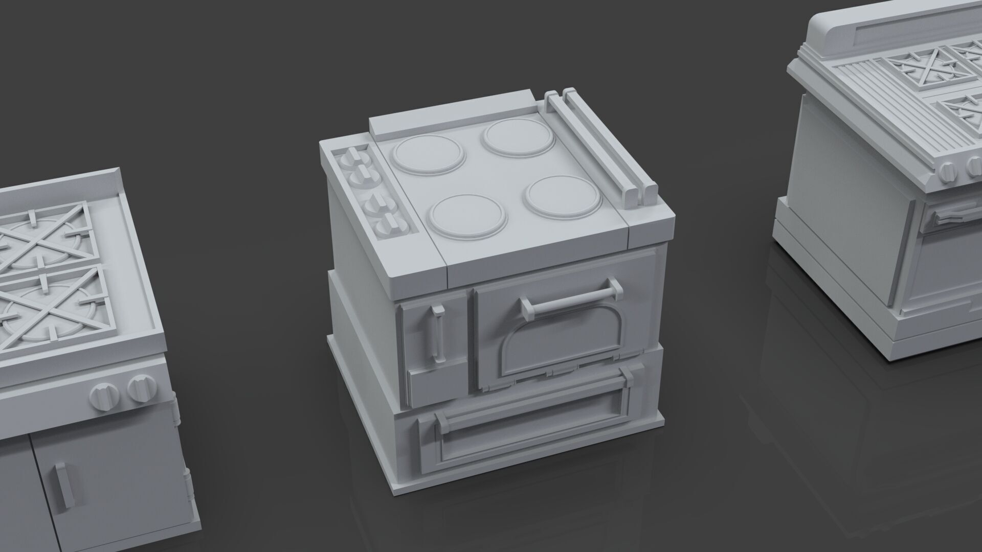 Low Poly 30 Gas Stoves Pack - Game Ready - Untextured Low-poly 3D model_56