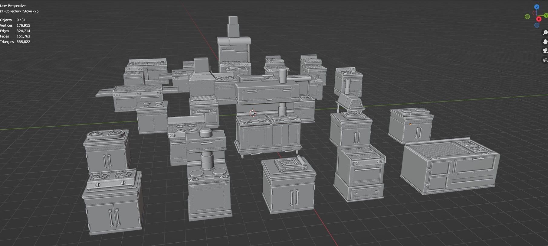 Low Poly 30 Gas Stoves Pack - Game Ready - Untextured Low-poly 3D model_71