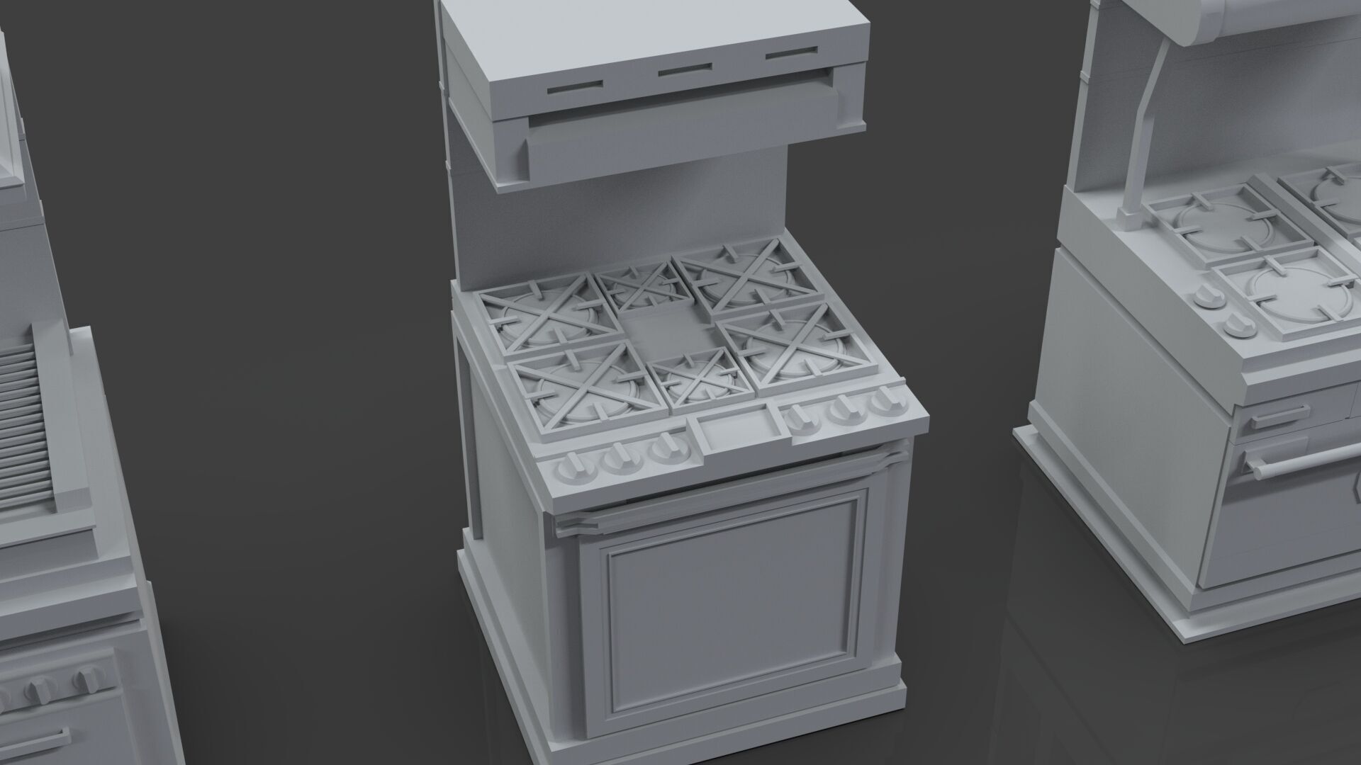 Low Poly 30 Gas Stoves Pack - Game Ready - Untextured Low-poly 3D model_74