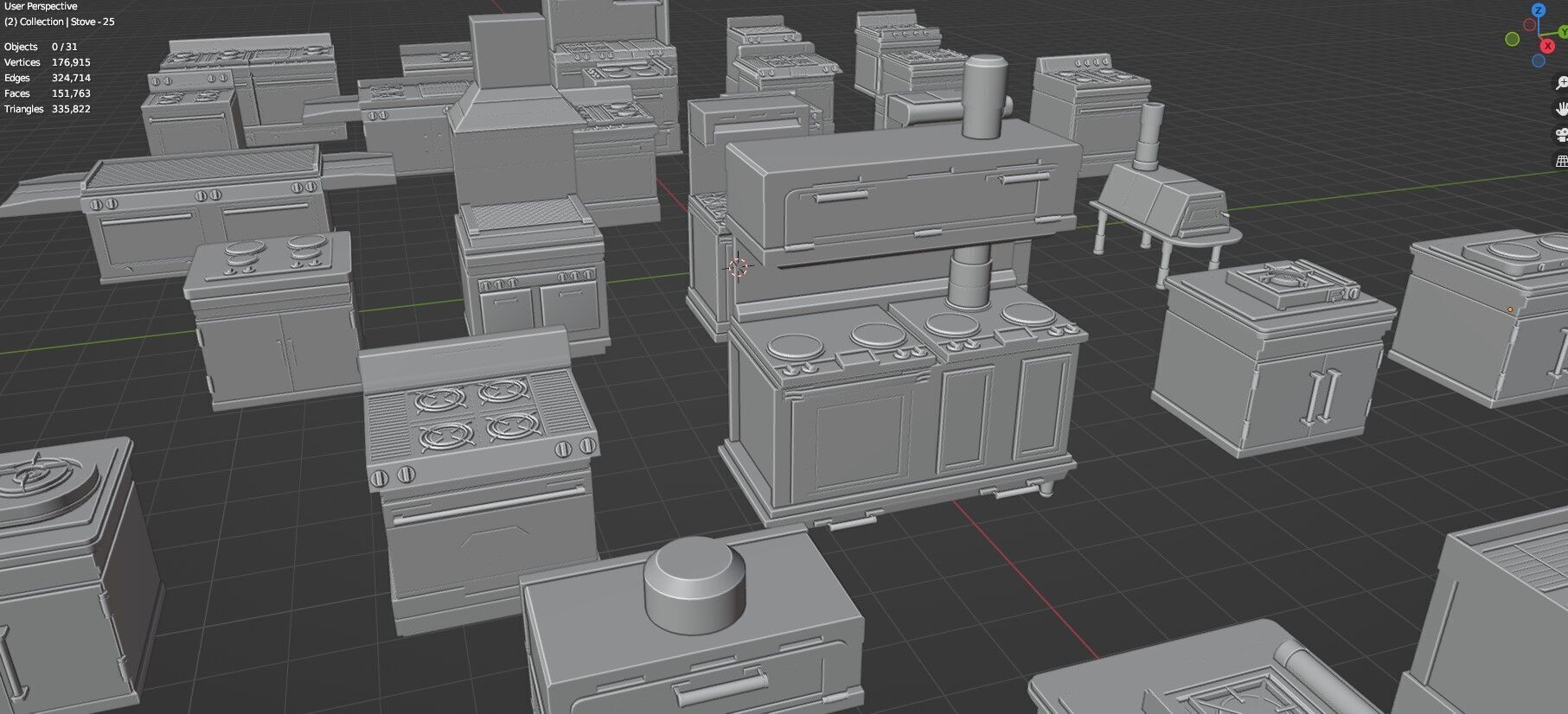 Low Poly 30 Gas Stoves Pack - Game Ready - Untextured Low-poly 3D model_72