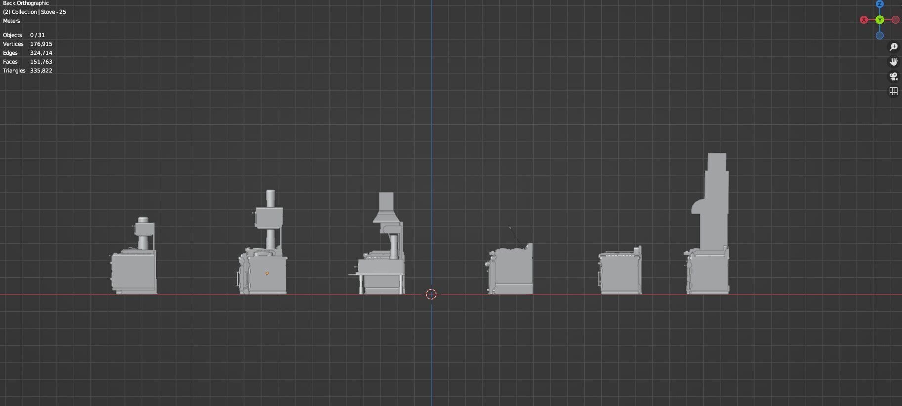 Low Poly 30 Gas Stoves Pack - Game Ready - Untextured Low-poly 3D model_37