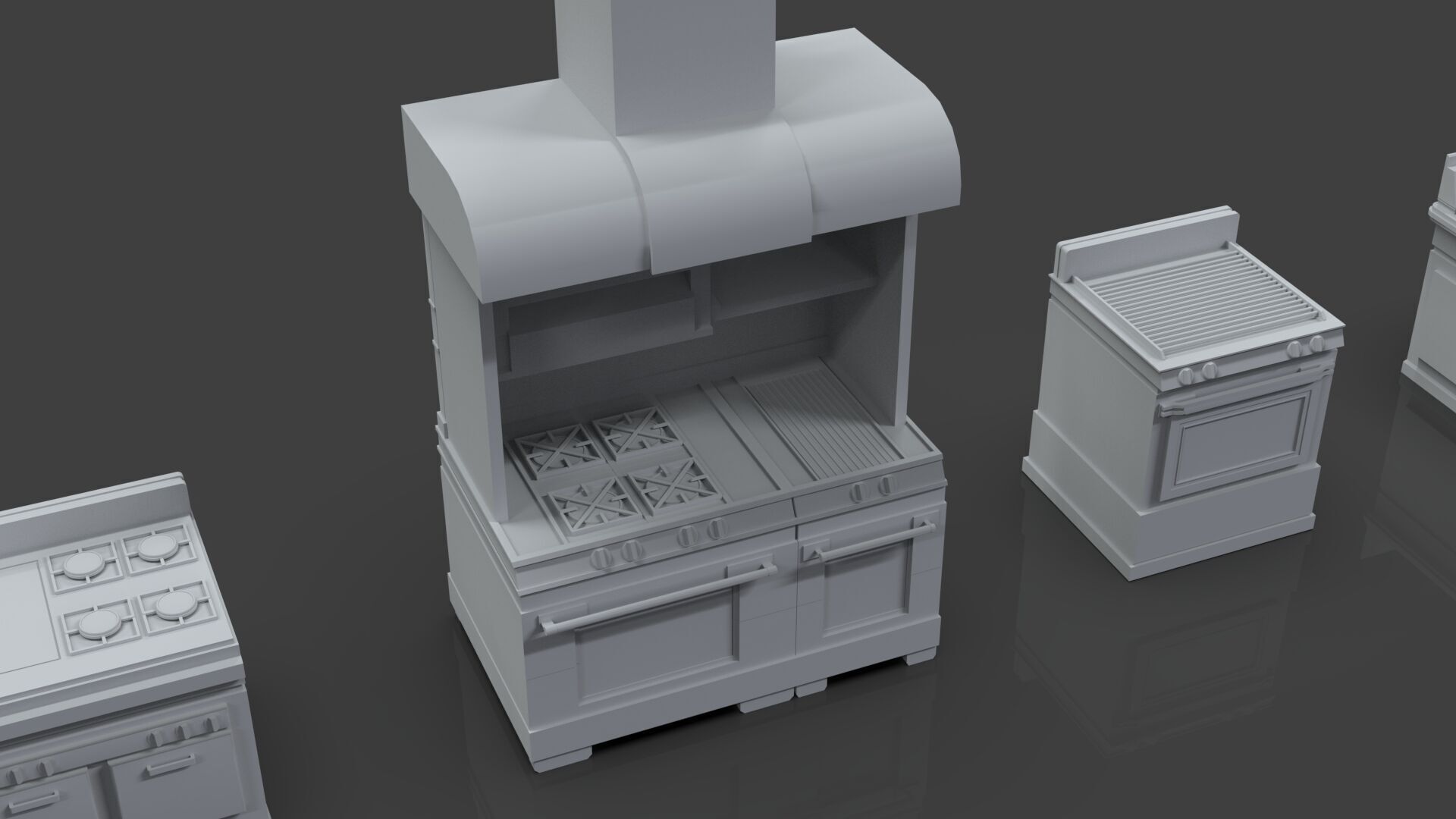 Low Poly 30 Gas Stoves Pack - Game Ready - Untextured Low-poly 3D model_49