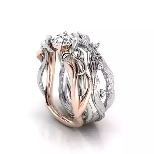  Floral Engagement Ring with wedding band for Women 2