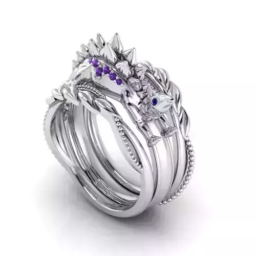 Floral Engagement Ring with wedding band for Women 3